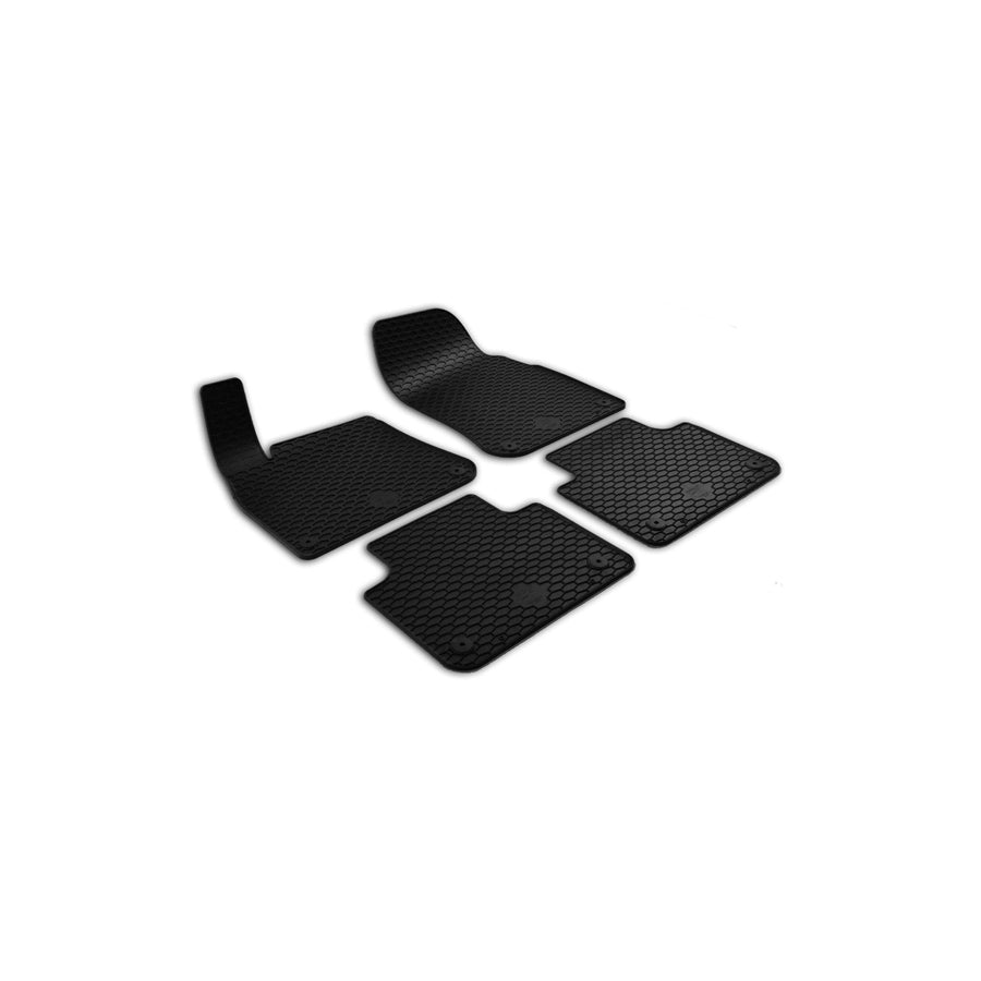 WALSER RubberLine 50840 Floor mat set Elastomer, Front and Rear, Quantity: 4, Black