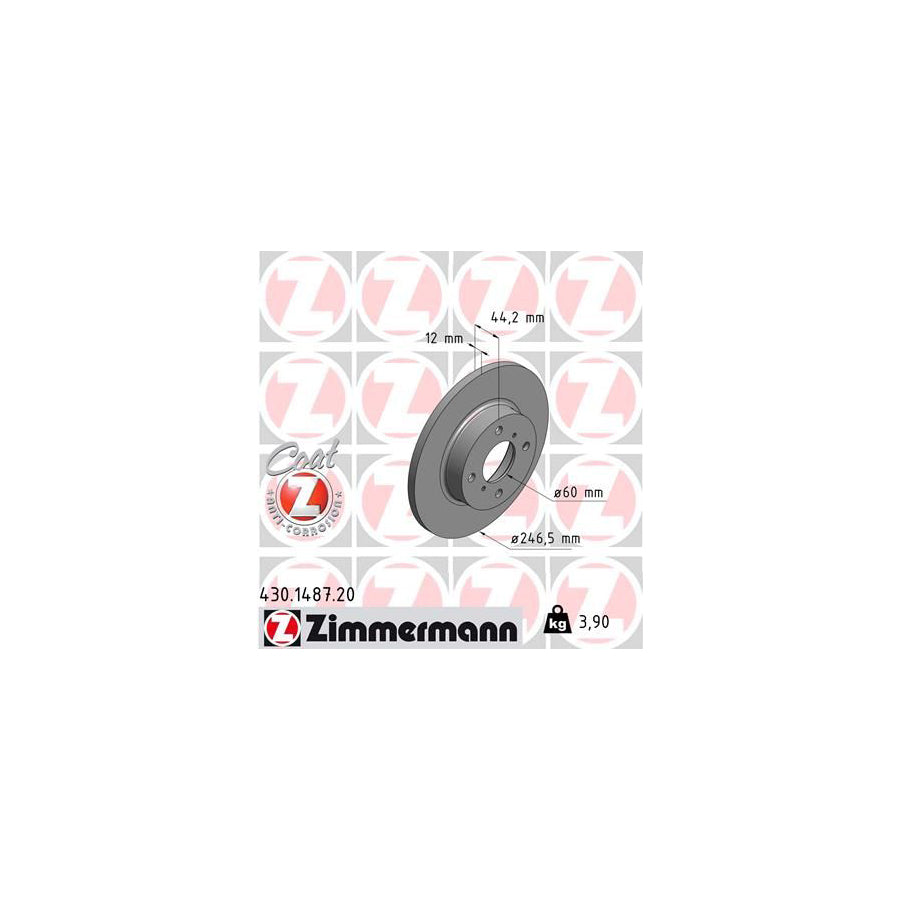 ZIMmERMANN COAT Z 430 1487 20 Brake Disc Solid Coated