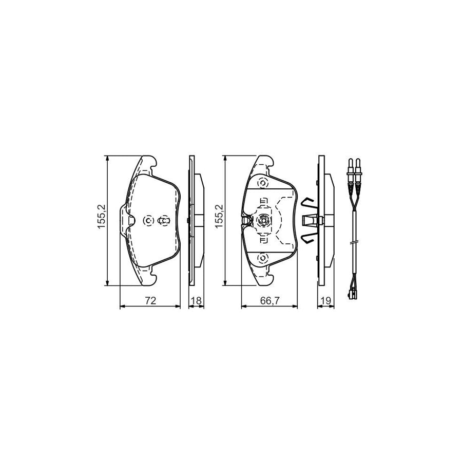 Bosch 0986Tb3169 Brake Pad Set Incl Wear Warning Contact