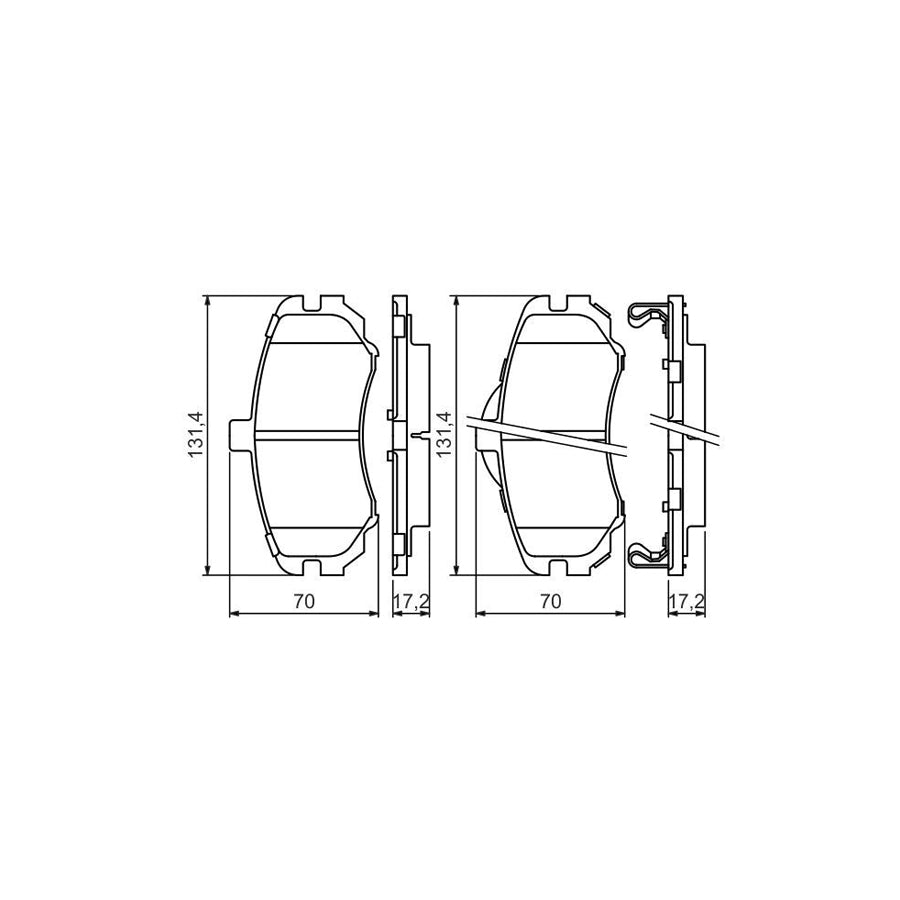 Bosch 0986494426 Brake Pad Set For Hyundai Elantra With Acoustic Wear Warning With Anti Squeak Plate BP1348