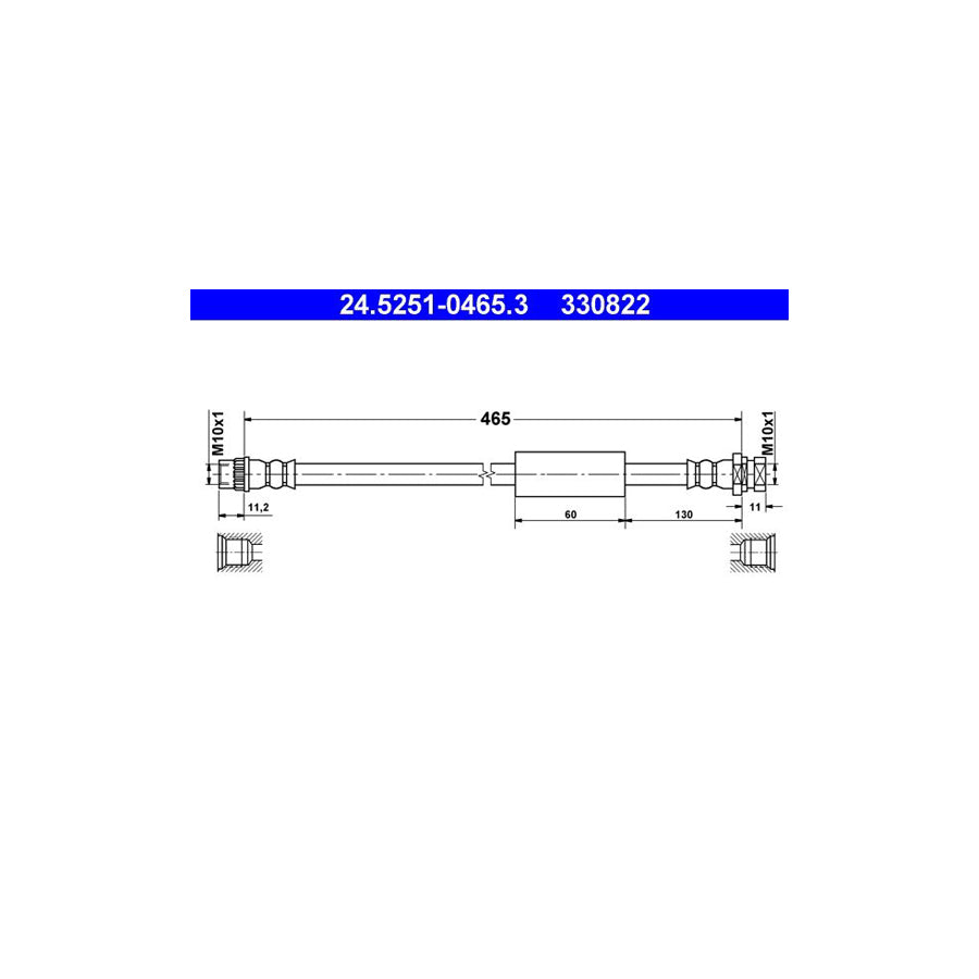 ATE 24 5251 0465 3 Brake Hose 465Mm