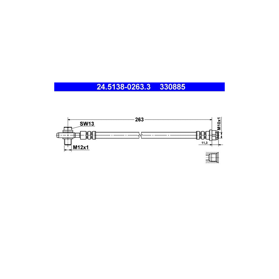 ATE 24 5138 0263 3 Brake Hose 263Mm M10X1 