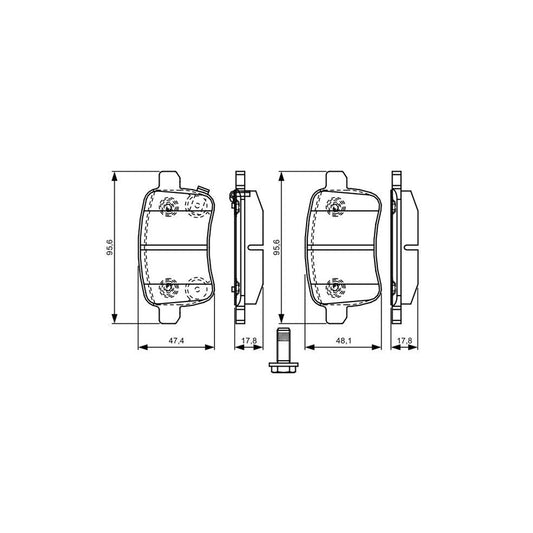Bosch 0986Tb3200 Brake Pad Set For Fiat 500L 351 352 With Acoustic Wear Warning With Bolts