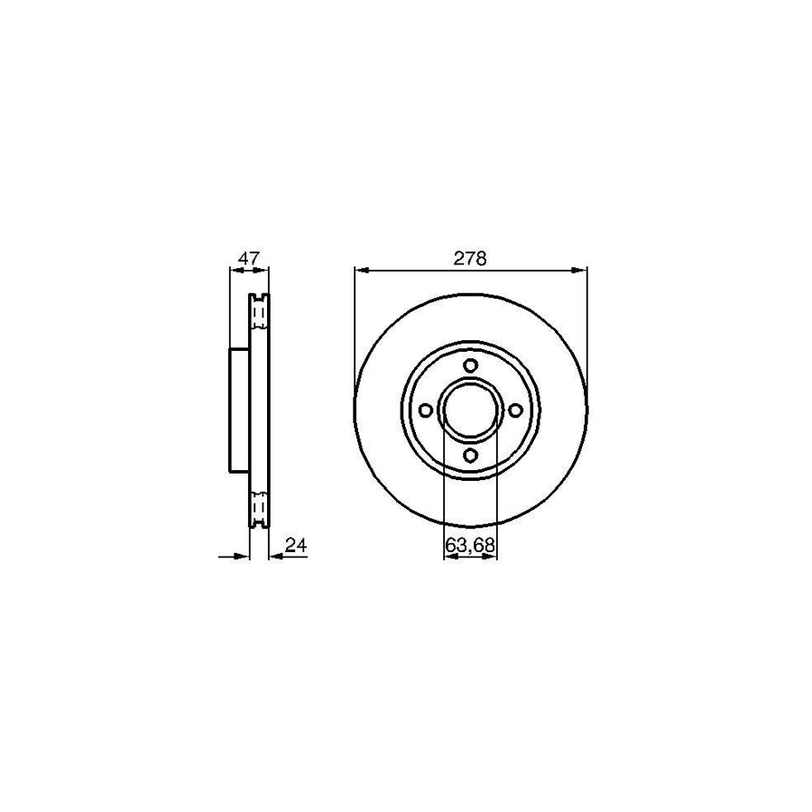 BOSCH 0 986 478 427 Brake Disc Internally Vented Vented Oiled