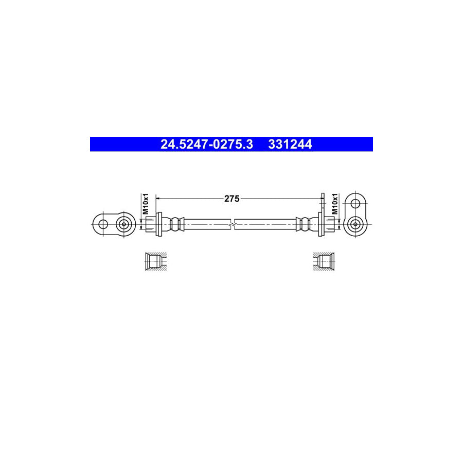 ATE 24 5247 0275 3 Brake Hose 275Mm M10X1 