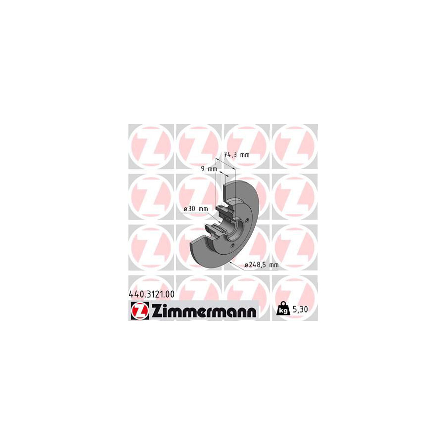 ZIMmERMANN 440 3121 00 Brake Disc Solid with ABS sensor ring with wheel bearing