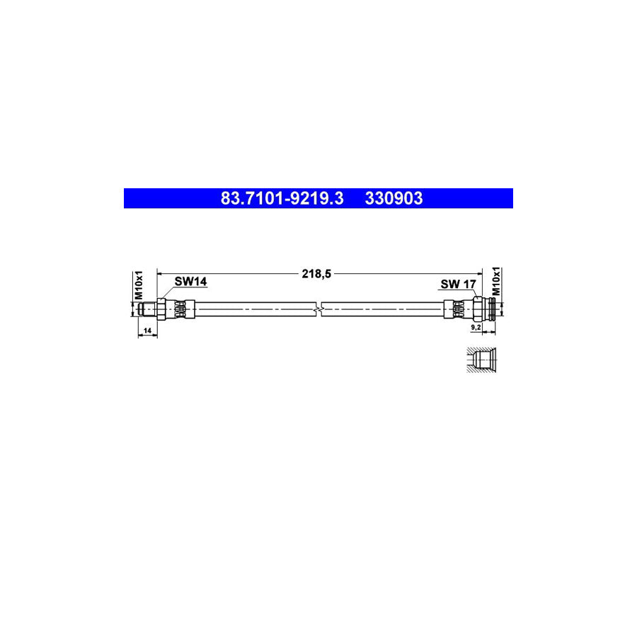 ATE 83 7101 9219 3 Brake Hose 218 5Mm M10X1