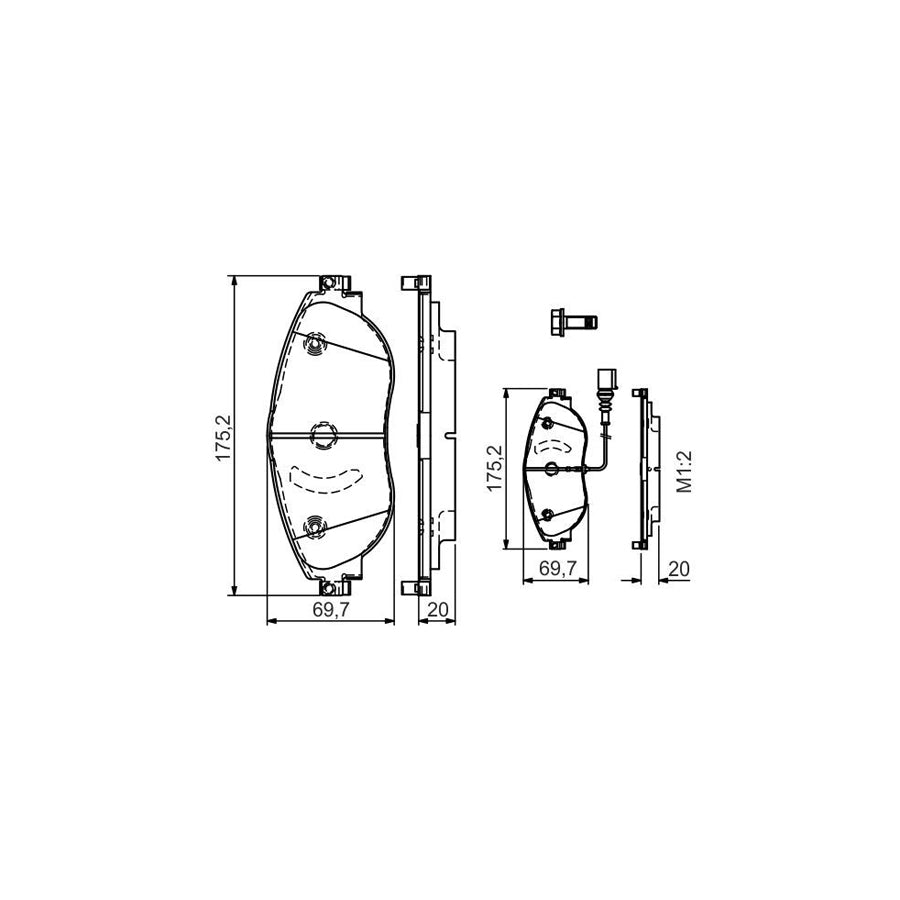 Bosch 0986Tb3175 Brake Pad Set Incl Wear Warning Contact With Integrated Wear Sensor With Bolts