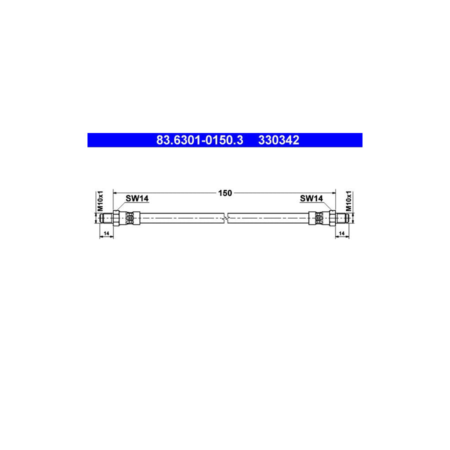 ATE 83 6301 0150 3 Brake Hose 150Mm