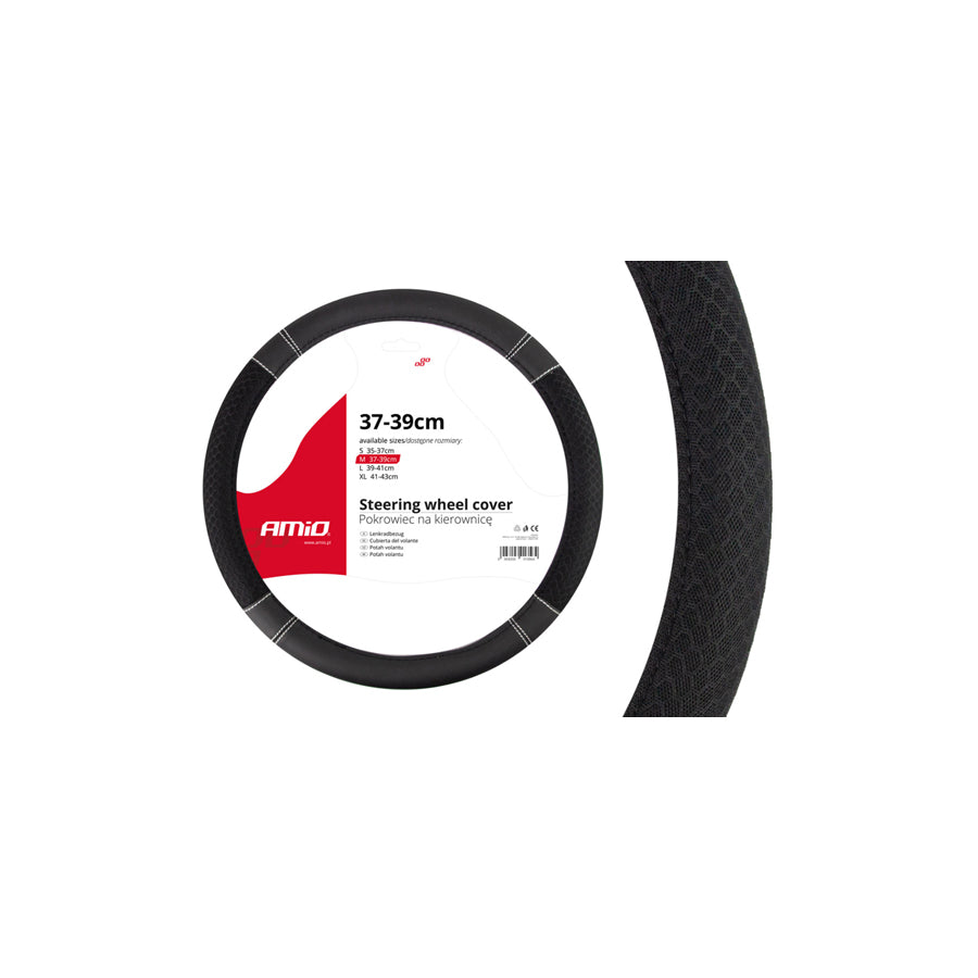 AMiO SWC-20 01697 Steering wheel cover Black, ?: 37-39cm, Leatherette