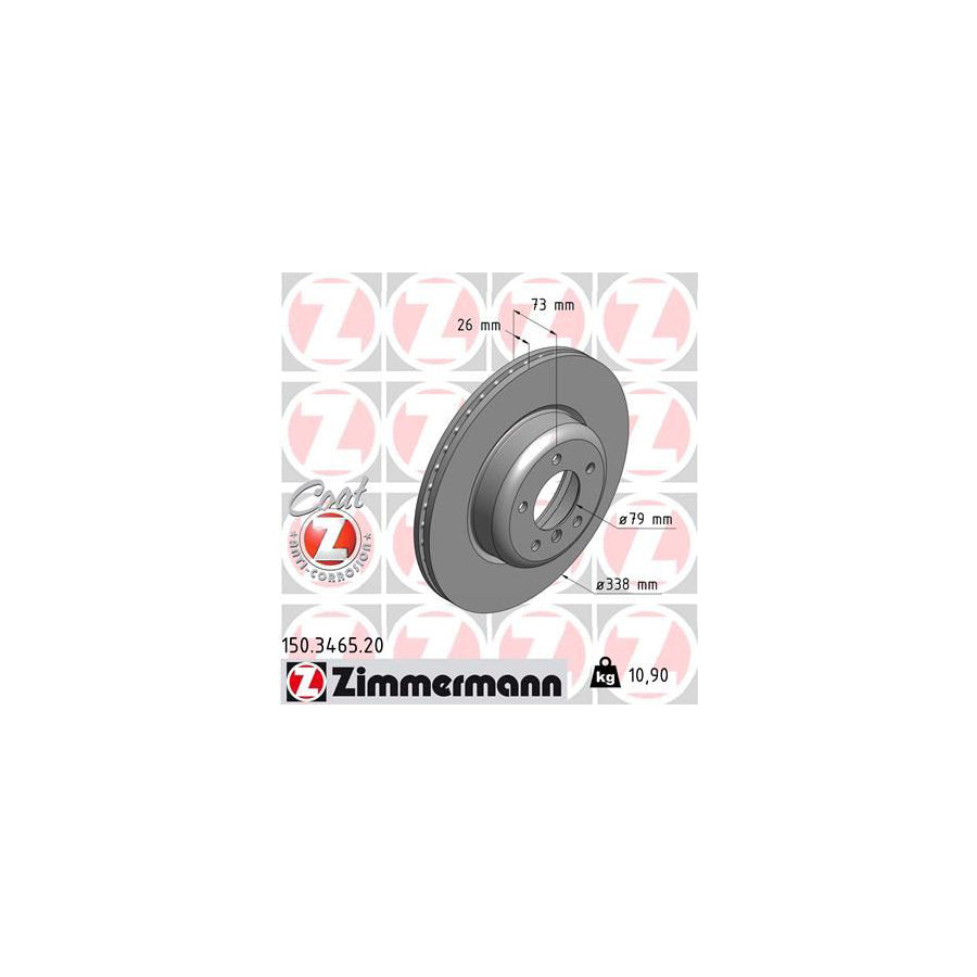 ZIMmERMANN COAT Z 150 3465 20 Brake Disc Internally Vented Coated High carbon