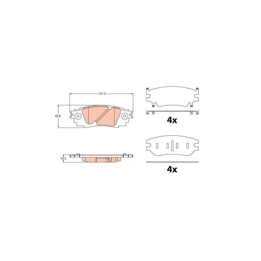 TRW Gdb2183 Brake Pad Set Not Prepared For Wear Indicator With Accessories