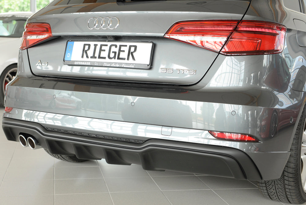 Rieger 00056820 Audi 8V A3 Rear Diffuser for Twin Tailpipe Left -  Matte Black