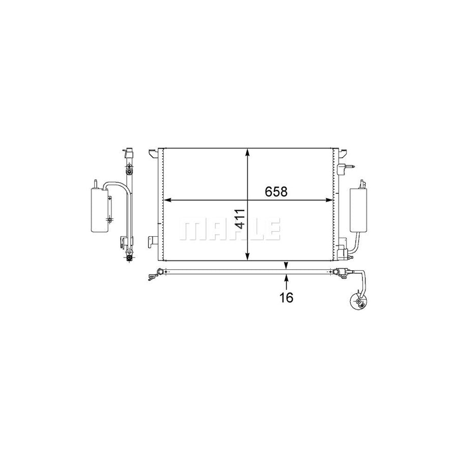 MAHLE ORIGINAL AC 407 000S Air conditioning condenser with dryer