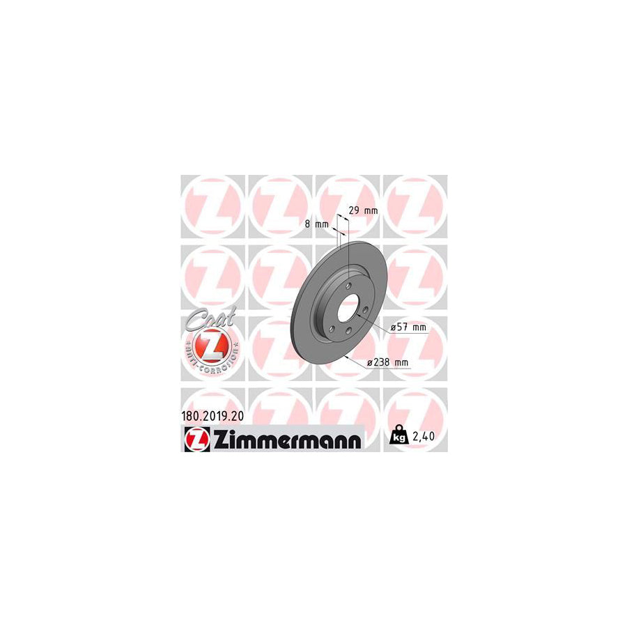ZIMmERMANN COAT Z 180 2019 20 Brake Disc Solid Coated