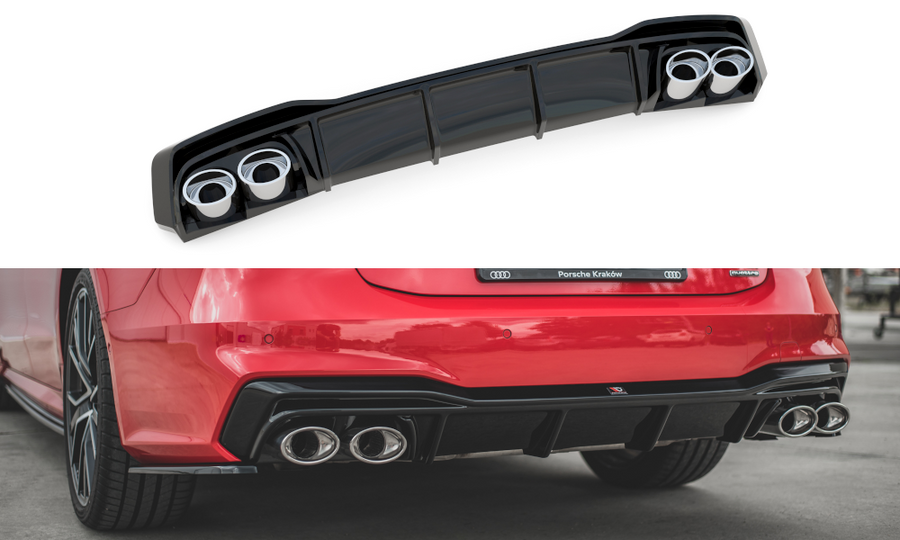Maxton Design AU-A7-C8-SLINE-RS1T+CHROME Rear Valance + Exhaust Ends Imitation Audi A7 S-Line C8 | Duco Car Parts UK Car Parts