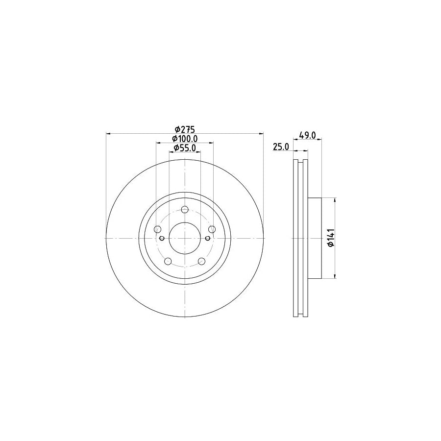 HELLA PRO 8DD 355 115 081 Brake Disc Internally Vented Coated without wheel hub without wheel studs