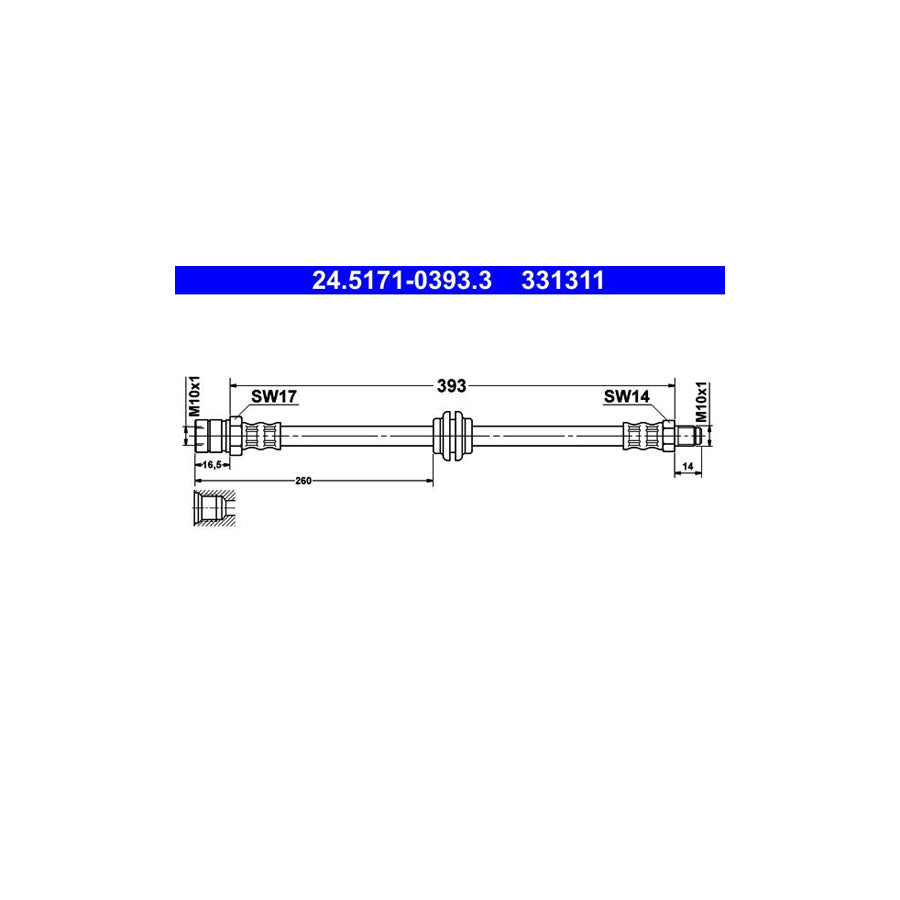 ATE 24 5171 0393 3 Brake Hose 393Mm M10X1 