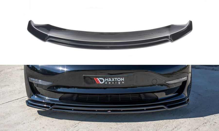 Maxton Design TE-MODEL3-1-FD2R+FD2T Front Splitter V.2 Tesla Model 3 | Duco Car Parts UK Car Parts