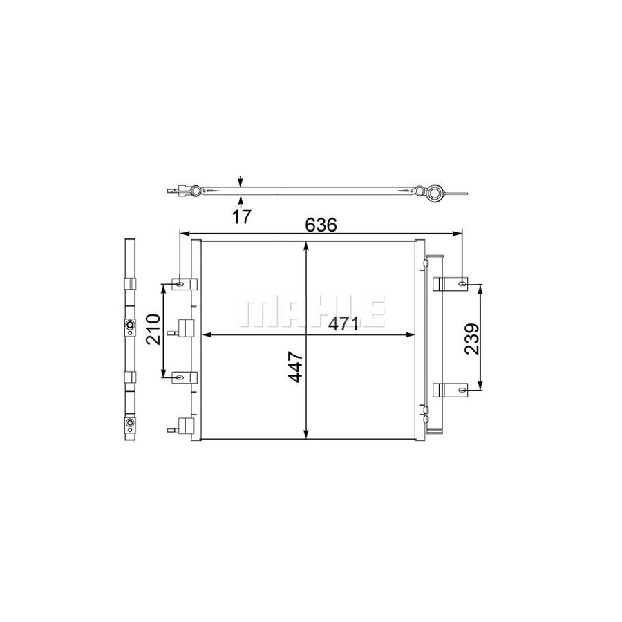 MAHLE ORIGINAL AC 481 000S Air conditioning condenser with dryer, with studs