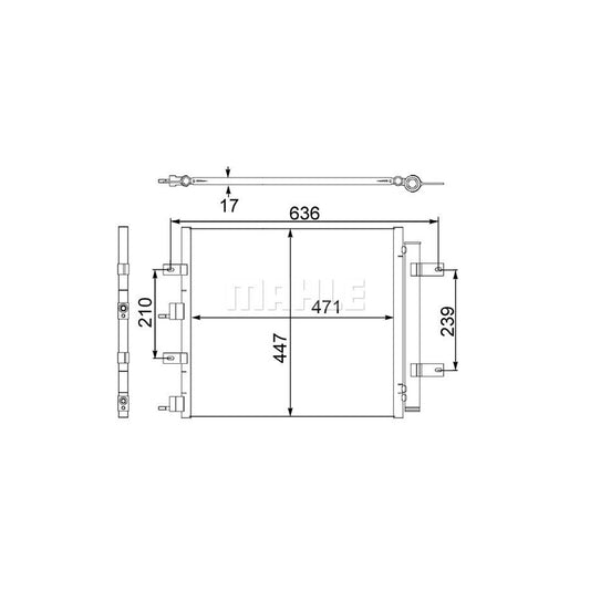 MAHLE ORIGINAL AC 481 000S Air conditioning condenser with dryer, with studs