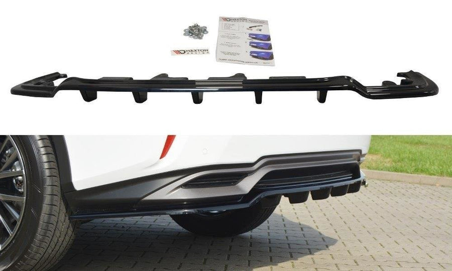 Maxton Design LE-RX-4-H-RD1+RD2T Central Rear Splitter (with vertical bars) Lexus RX MK4 H | Duco Car Parts UK Car Parts