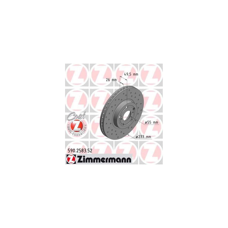 ZIMmERMANN SPORT COAT Z 590 2583 52 Brake Disc for TOYOTA AVENSIS Internally Vented Perforated Coated