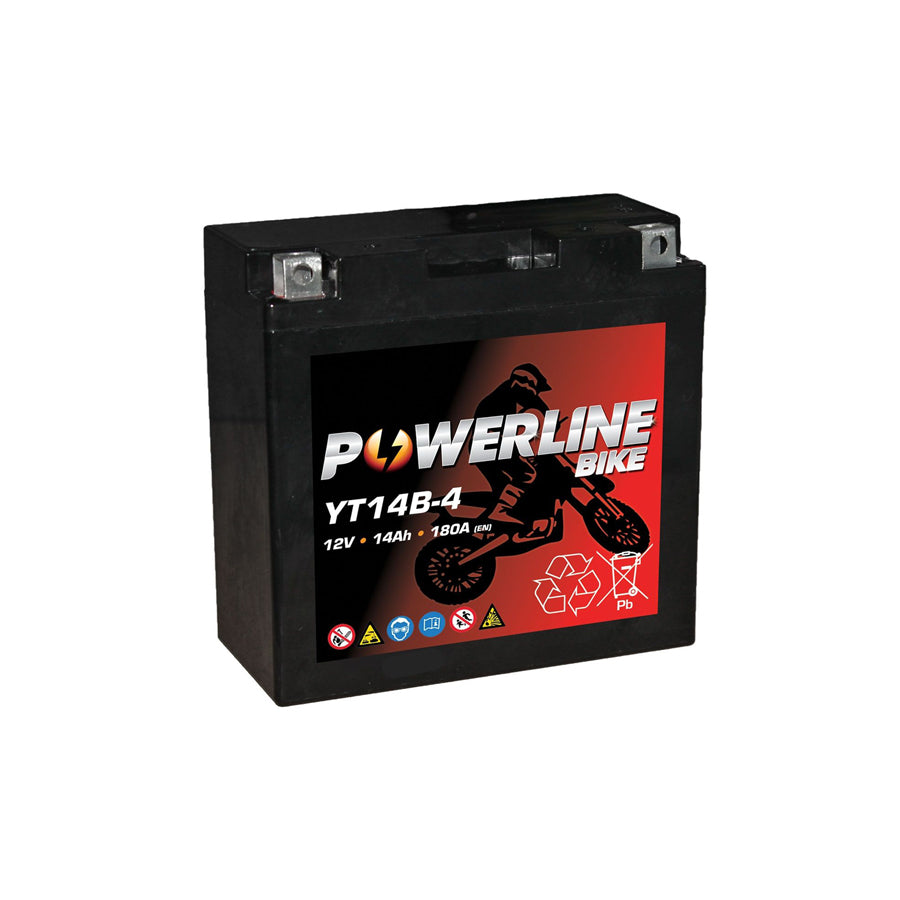 Powerline YT14B-4 AGM Motorcycle Battery 12V 14Ah YT14B4