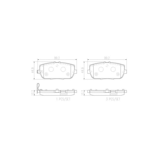 Brembo P49044N Brake Pad Set With Acoustic Wear Warning With Anti Squeak Plate