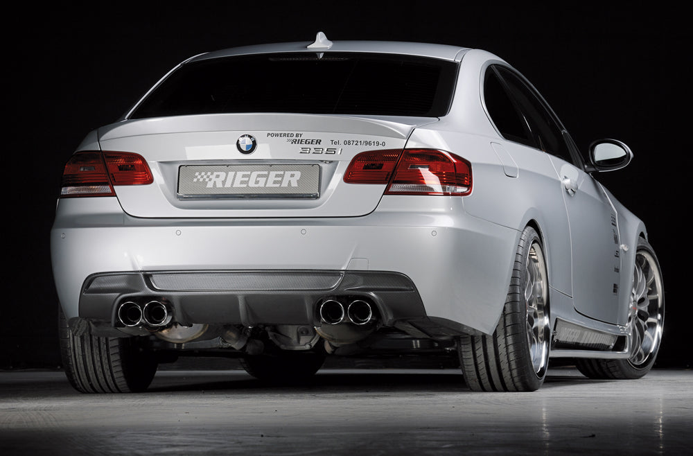 Rieger 00099860 BMW 3 Series E92 E93 Rear Diffuser for Twin Tailpipe Left & Right - Carbon-Look