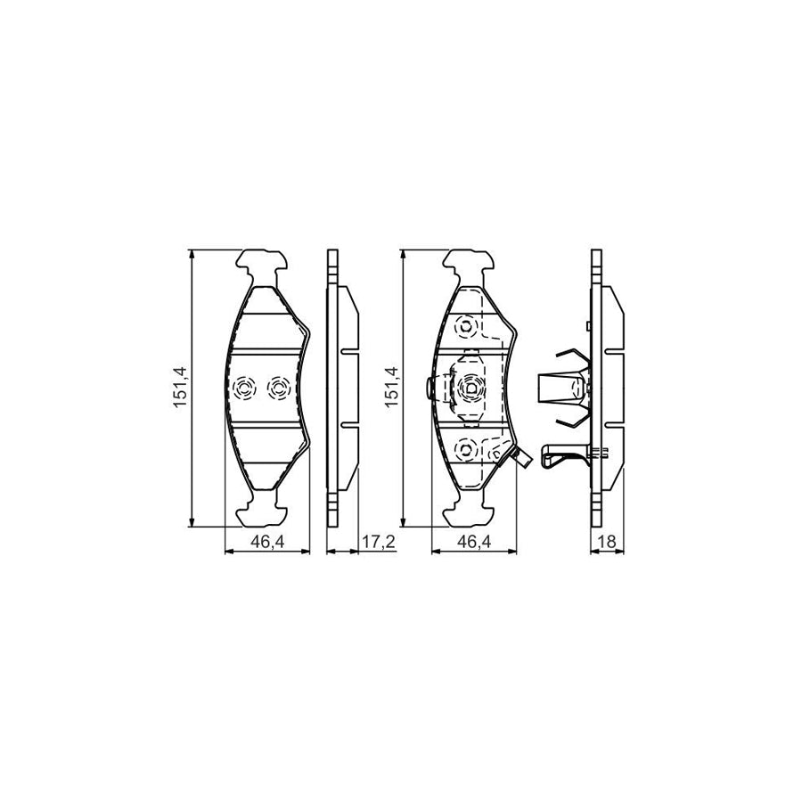 Bosch 0986494547 Brake Pad Set With Acoustic Wear Warning With Anti Squeak Plate With Mounting Manual BP1468