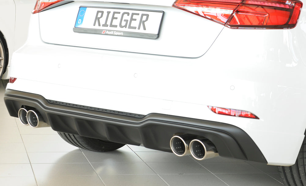Rieger 00056822 Audi 8V A3 Rear Diffuser for Twin Tailpipe Left & Right -  Matte Black