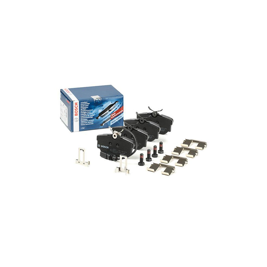 Bosch 0986494619 Brake Pad Set With Integrated Wear Sensor With Anti Squeak Plate With Bolts Screws With Mounting Manual BP457