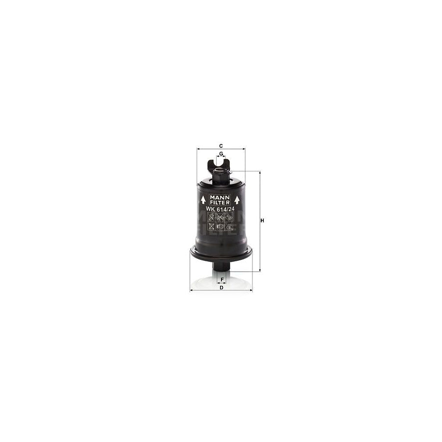 MANN-FILTER WK 614/24 x Fuel filter In-Line Filter, with seal