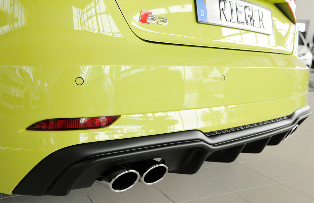 Rieger 00056821 Audi 8V S3 Rear Diffuser for Original Twin Tailpipe Left & Right -  Matte Black