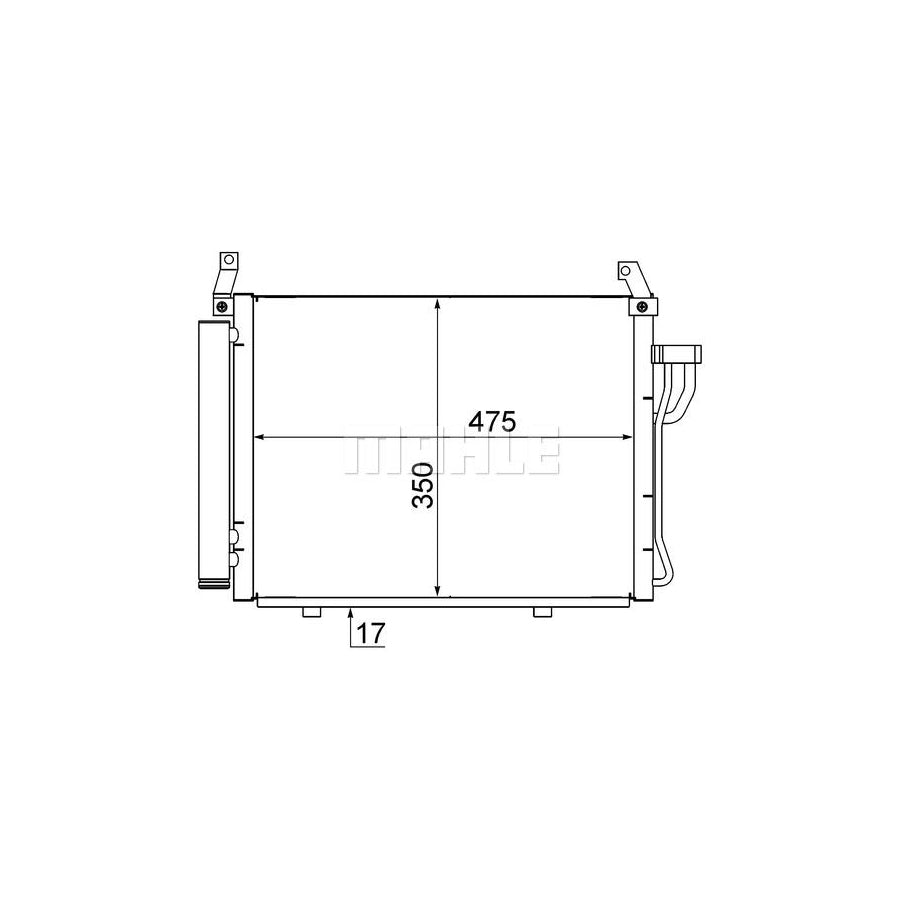 MAHLE ORIGINAL AC 17 000S Air conditioning condenser for HYUNDAI i10 I (PA) with dryer