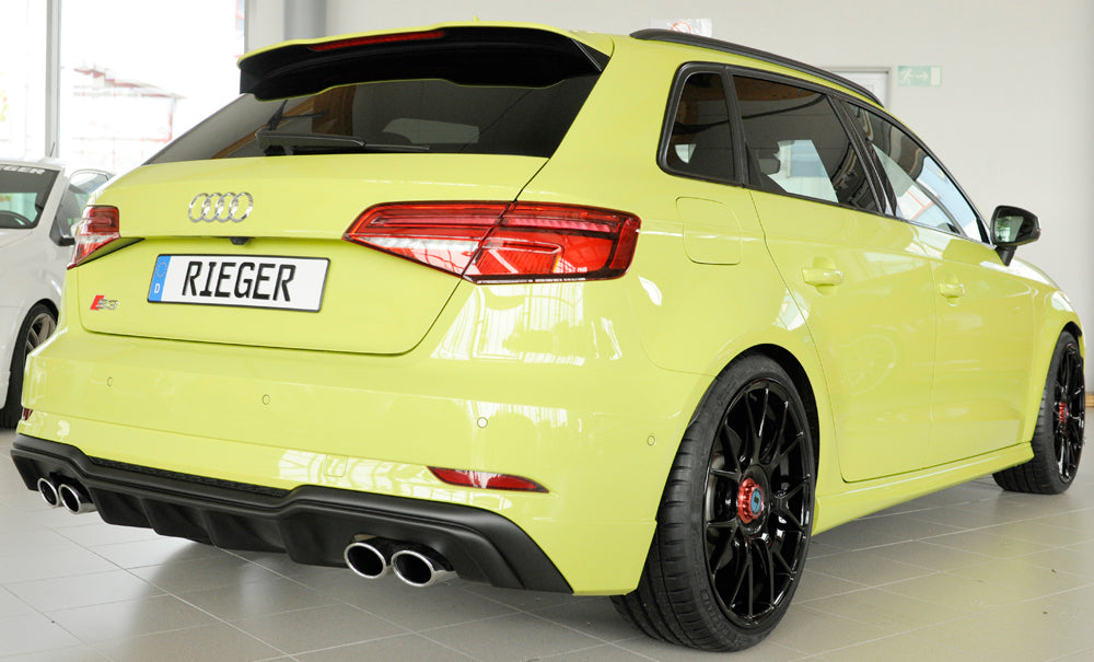 Rieger 00056821 Audi 8V S3 Rear Diffuser for Original Twin Tailpipe Left & Right -  Matte Black