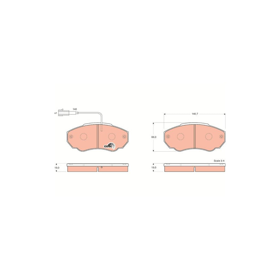 TRW Cotec Gdb1517 Brake Pad Set Incl Wear Warning Contact