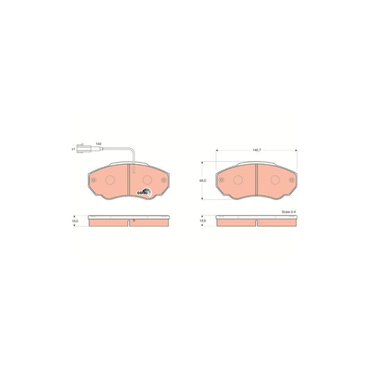 TRW Cotec Gdb1517 Brake Pad Set Incl Wear Warning Contact