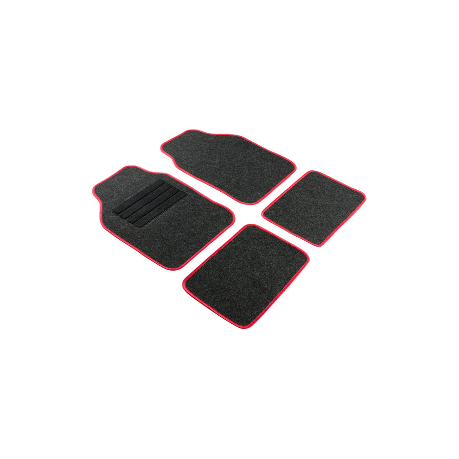 WALSER Universal fit, Regio red 14460 Floor mat set Textile, Front and Rear, Quantity: 4, Black