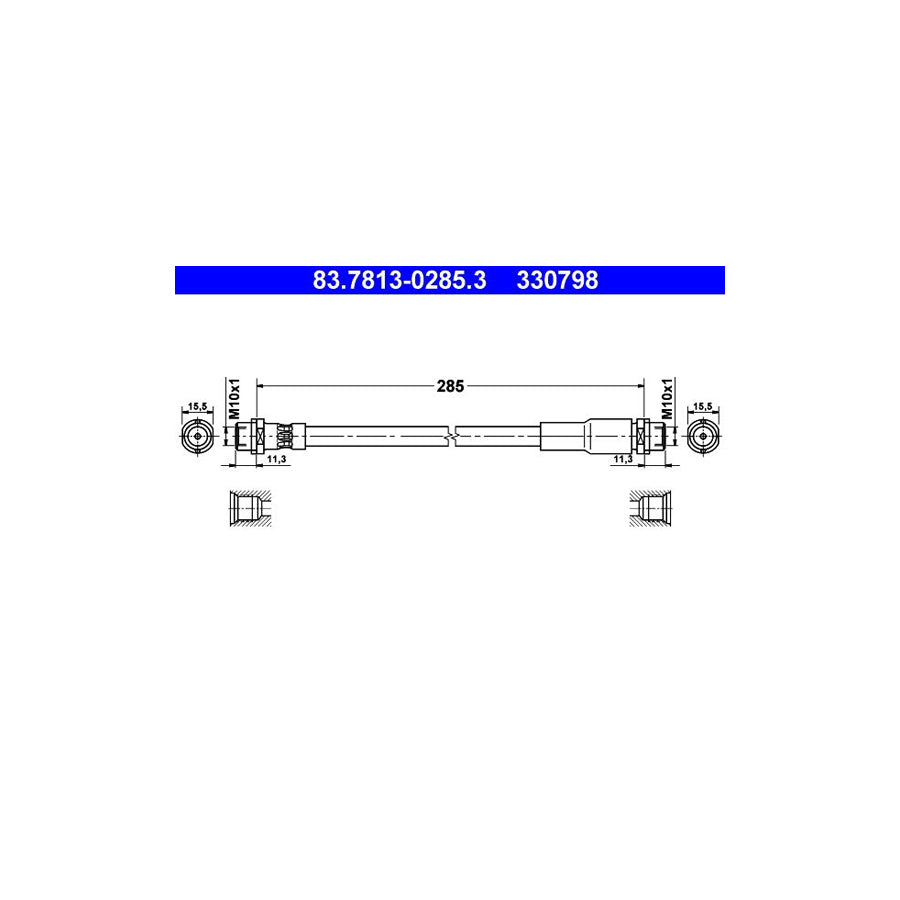 ATE 83 7813 0285 3 Brake Hose 285Mm
