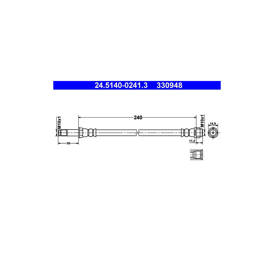ATE 24 5140 0241 3 Brake Hose 240Mm M10X1 