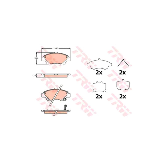 TRW Gdb3643 Brake Pad Set For Honda Jazz Hatchback Gk With Acoustic Wear Warning With Accessories