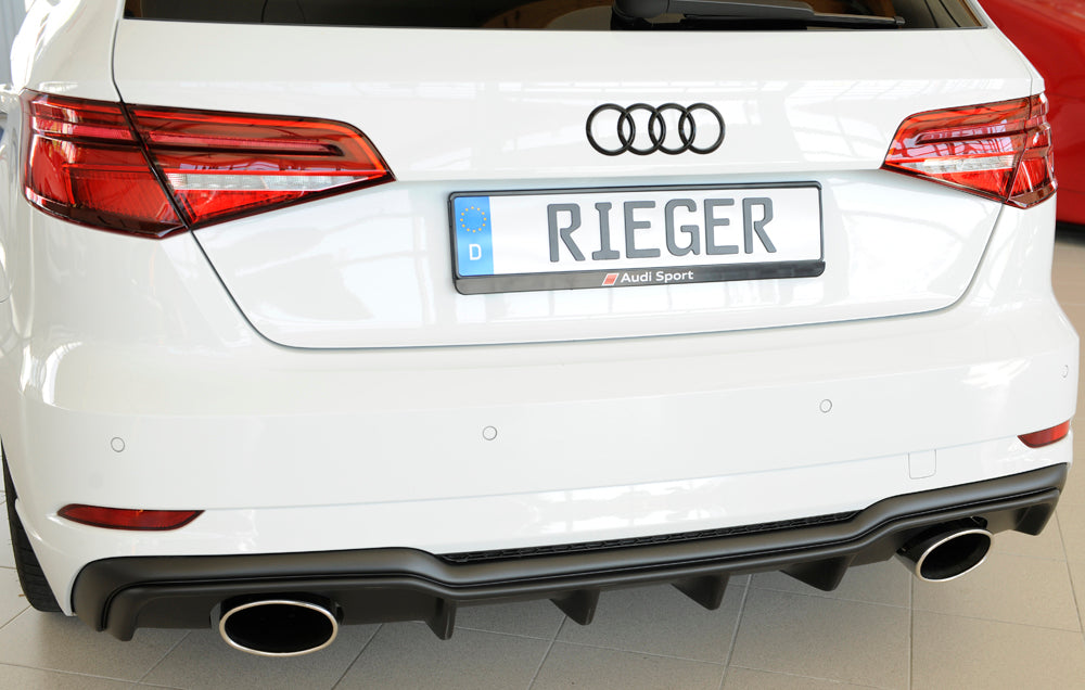 Rieger 00056823 Audi 8V Rear Diffuser for Sport Tailpipe Left & Right (A3 & S3) -  Matte Black