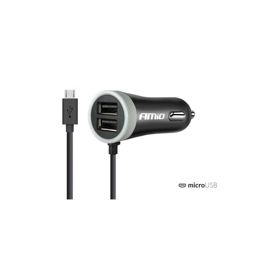 AMiO PCH PRO-01 02056 In-car charger Number of inlets/outlets: 2 USB; 1, with pipe, Black