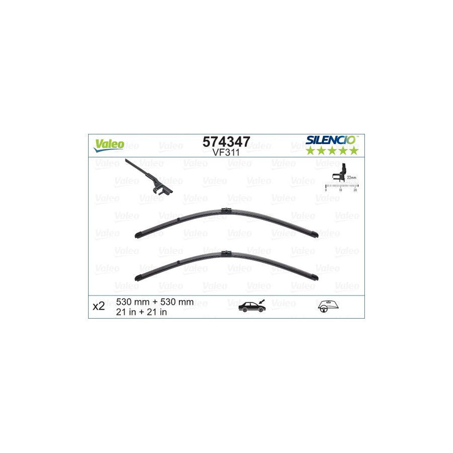Valeo Silencio Flat Blade Set, Silencio X.Trm 574347 Wiper Blade For Audi Tt | Duco Car Parts UK Car Parts