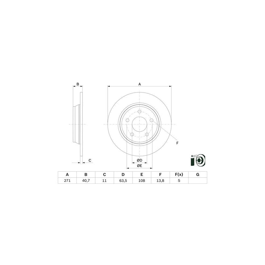 BOSCH 0 986 479 F78 Brake Disc for FORD FOCUS Solid Coated