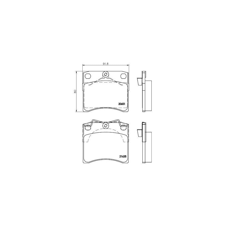 Hella 8DB 355 018 381 Brake Pad Set Not Prepared For Wear Indicator With Accessories