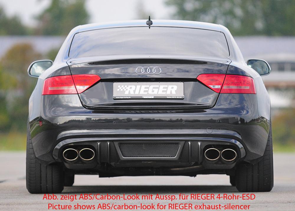 Rieger 00055441 Audi B8 B81 A5 Rear Diffuser for Original Tailpipe Left & RIght -  Matte Black