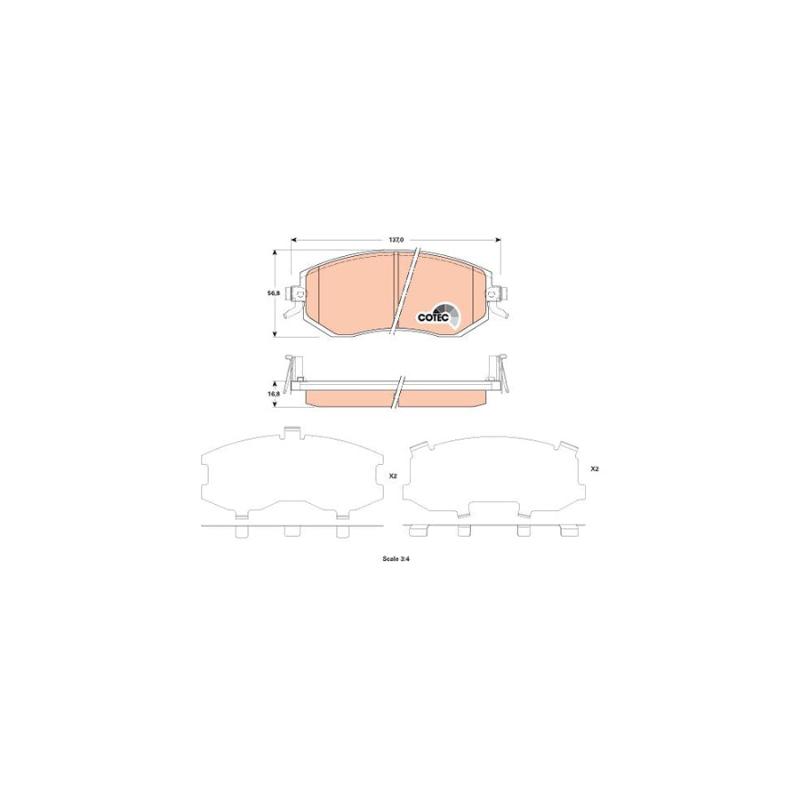 TRW Cotec Gdb3519 Brake Pad Set With Acoustic Wear Warning